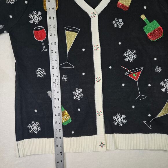Christmas Holiday Ugly Sweater Cardigan Wine Boozey Fun Womens Sweater 0670 - Picture 7 of 10